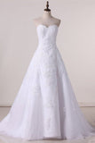 2024 Strapless Wedding Dresses A Line Tulle With P4SAE4NB