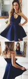 Delicate Spaghetti Straps V Neck A Line Satin Homecoming Dresses