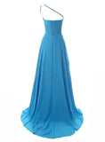 One Shoulder Beadings Chiffon Bridesmaid Long Prom