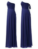 A-Line Chiffon Bridesmaid Dress Strapless Long Prom Evening