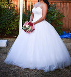 Sweetheart Sleeveless Tulle Sparkly Beading Ball Gown Wedding Dresses