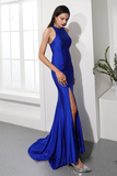 Navy Blue Prom Dresses Spaghetti Straps Backless Evening Party Dresses