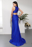 Navy Blue Prom Dresses Spaghetti Straps Backless Evening Party Dresses