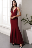 Burgundy Prom Dresses Halter Cris Cross Mermaid Evening Party Dresses