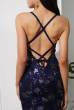 Mermaid Navy Blue Tulle Long Prom Dresses Evening Dresses With Backless