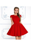 Short Sleeves Short Graduation Homecoming Formal Dresses Scoop PCC7Z95A