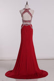 2024 High Neck Two-Piece Prom Dresses Mermaid Spandex PQKH2Q5P