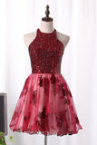 2024 A Line Homecoming Dresses Scoop Tulle With Beads And PPN3TS7Q