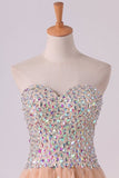 2024 Sweetheart A-Line Prom Gown With Colorful Rhinestone Beaded P93BGK43