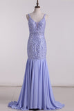 2024 Mermaid/Trumpet Spaghetti Straps Sweep/Brush Chiffon PEA539P7