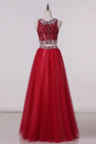 2024 Prom Dress A Line Scoop Floor-Length Two-Piece Tulle P14XY3JD