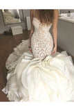 Mermaid Wedding Dresses Tulle With Applique And Ruffles Cathedral STIP8QYNDRM