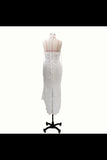 Elegant Lace White Sheath Prom Dress Lace Simple PA7AHNM3