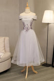 2024 Prom Dresses A Line Boat Neck Tulle With Applique And P639BJXB