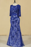 2024 Evening Dresses Sheath/Column Scoop Floor-Length Lace With Applique PQQXA6X9