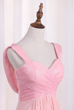 2024 Bridesmaid Dresses Straps Sequined Bodice A Line Chiffon PHRP88KJ