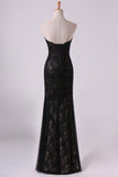 2024 Evening Gown Sweetheart Mermaid Floor Length Corset Black Lace Tulle P5QNHMGS