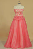 2024 Sweetheart Prom Dresses Beaded Bodice Floor Length PH11LEAS