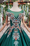 2024 New Prom Dresses Short Sleeves Ball Gown Lace Up Back PLGFSPBS