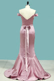 2024 Bridesmaid Dresses Mermaid Off The Shoulder Satin PZHH3SRD