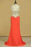 2024 V Neck Prom Dresses Sheath Spandex Sweep Train PZTEYNRA