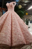 2024 Pink Wedding Dresses Off-The-Shoulder Chapel Train High Quality P5YXTBGX