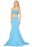 2024 Two-Piece Scoop Prom Dresses Mermaid Satin PGSCYGPZ