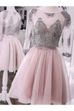 Two Pieces Short Prom Dress Cute Lace Homecoming Dress Tulle PA2YFRS7