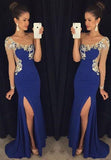 One Shoulder Split Long Chiffon Prom Dresses Evening Dresses