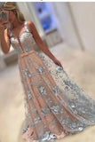 2024 Lace Evening Dresses A-Line V-Neck Floor-Length P47MSDHQ