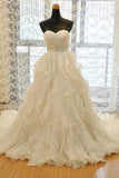 2024 Sweetheart Wedding Dress A Line Organza With Beads And PAFSSYXB