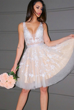 A-Line Tulle Appliques Homecoming Dress