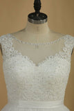 2024 A Line Wedding Dresses Scoop With Applique And PQTJD28A