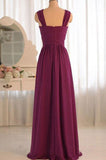 Simple Sleeveless Chiffon Strapless Floor Length Bridesmaid Dresses