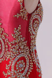 2024 Red Prom Dresses Scoop Mermaid Sweep Spandex With PBFD7R7E