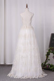 2024 New Arrival Spaghetti Straps A Line Lace Wedding PKC5JAJZ