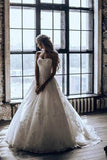 Elegant A-Line 3D Lace Wedding Dresses Chapel Train PQBSQF22