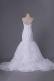 2024 Organza Wedding Dresses Mermaid Sweetheart With Applique And P1K23C3Z