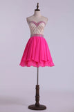 2024 Sweetheart A Line Short Prom Dress With Layered Chiffon P3ZL7L4X