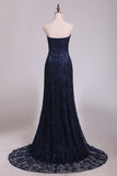 2024 Evening Dresses Sweetheart Dark Navy Lace Sweep Train P3BGHYB7