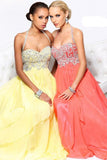 Hot Selling Prom Dresses Halter A-Line Floor Length Chiffon Color Watermelon PQKQB26D