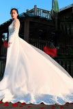 Gorgeous Long Sleeves Long Wedding Dresses V Neck Long PYTGHFTB