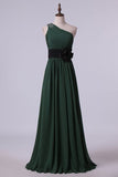 2024 One Shoulder A Line Prom Dress With Ruffles And Beads Floor Length PGAGC2Y2