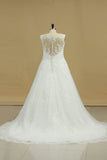 2024 Wedding Dresses A Line V Neck With Applique P31BG4Q4