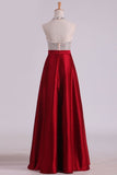 2024 Open Back Halter Prom Dresses Satin With Beading Floor-Length A PBHYJY5T