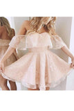 2024 Off The Shoulder A Line Homecoming Dresses PL98L6BJ