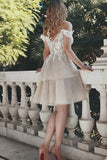 Unique Off The Shoulder Appliques Sweetheart Homecoming Dresses Short P72ABA8N