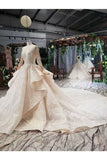 Ball Gown Wedding Dresses Scoop Long Sleeves Top Quality Appliques P7PXRP4E