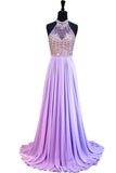 2024 Sexy Open Back Halter Prom Dresses With Beading PH8JXKZP