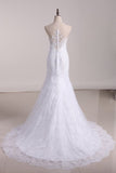 2024 Court Train Scoop Mermaid Wedding Dresses Tulle With PD1FG9NZ